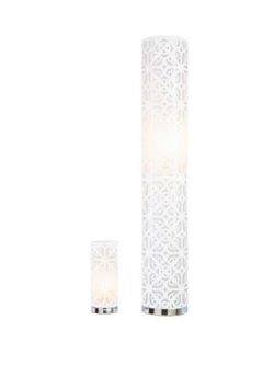 Geo Laser Cut Floor And Table Lamp Set - Ivory